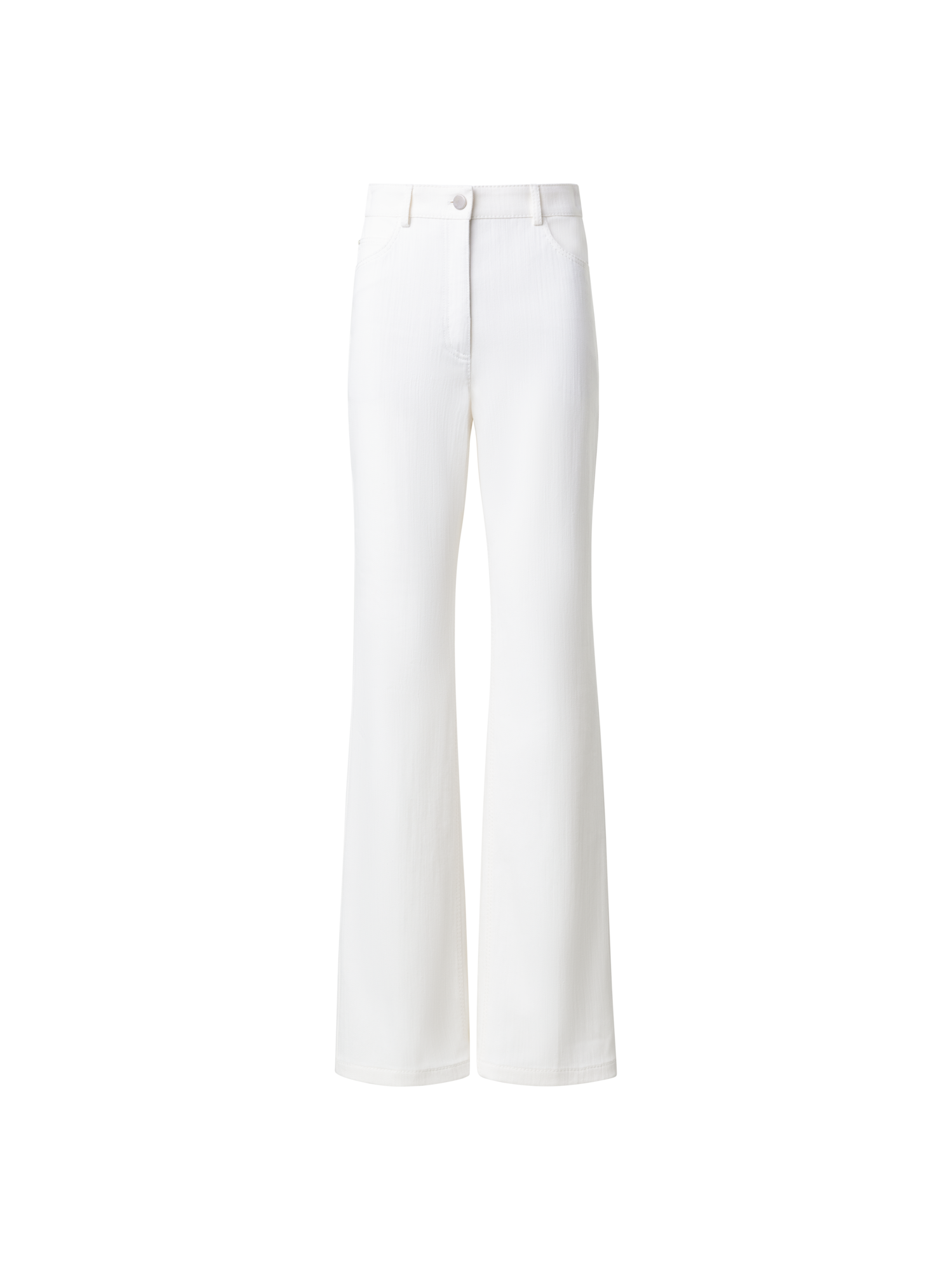 Designer Gerade Hose aus Baumwoll-Stretch-Denim - Ecru - Weiss
