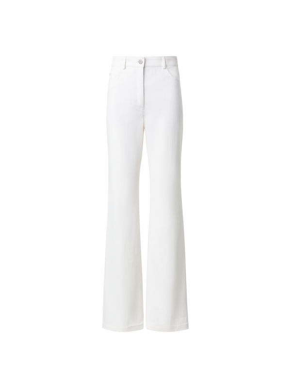 Designer Gerade Hose aus Baumwoll-Stretch-Denim - Ecru - Weiss