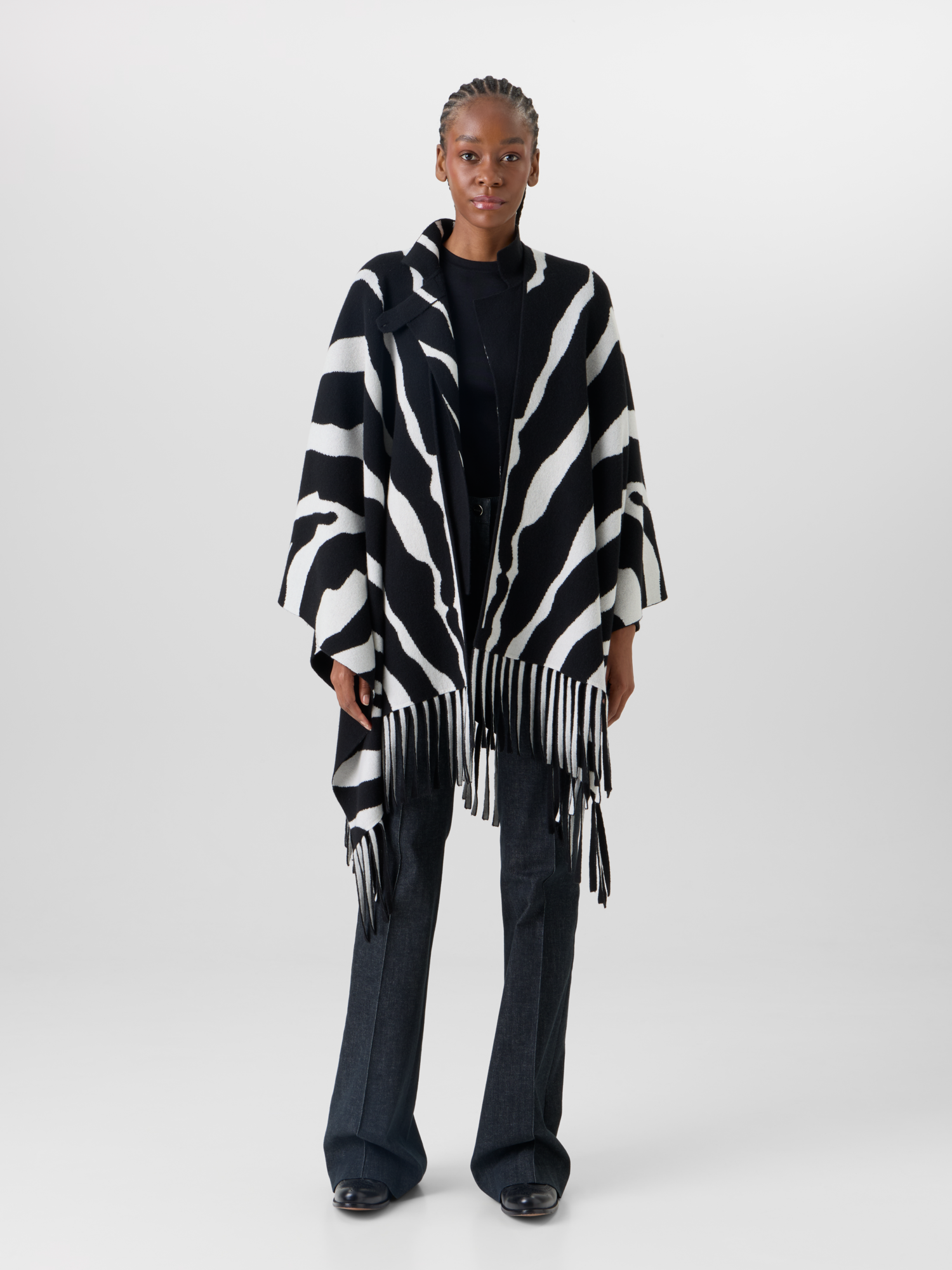 Designer Strickcape aus Kaschmir-Doubleface - Bunt 