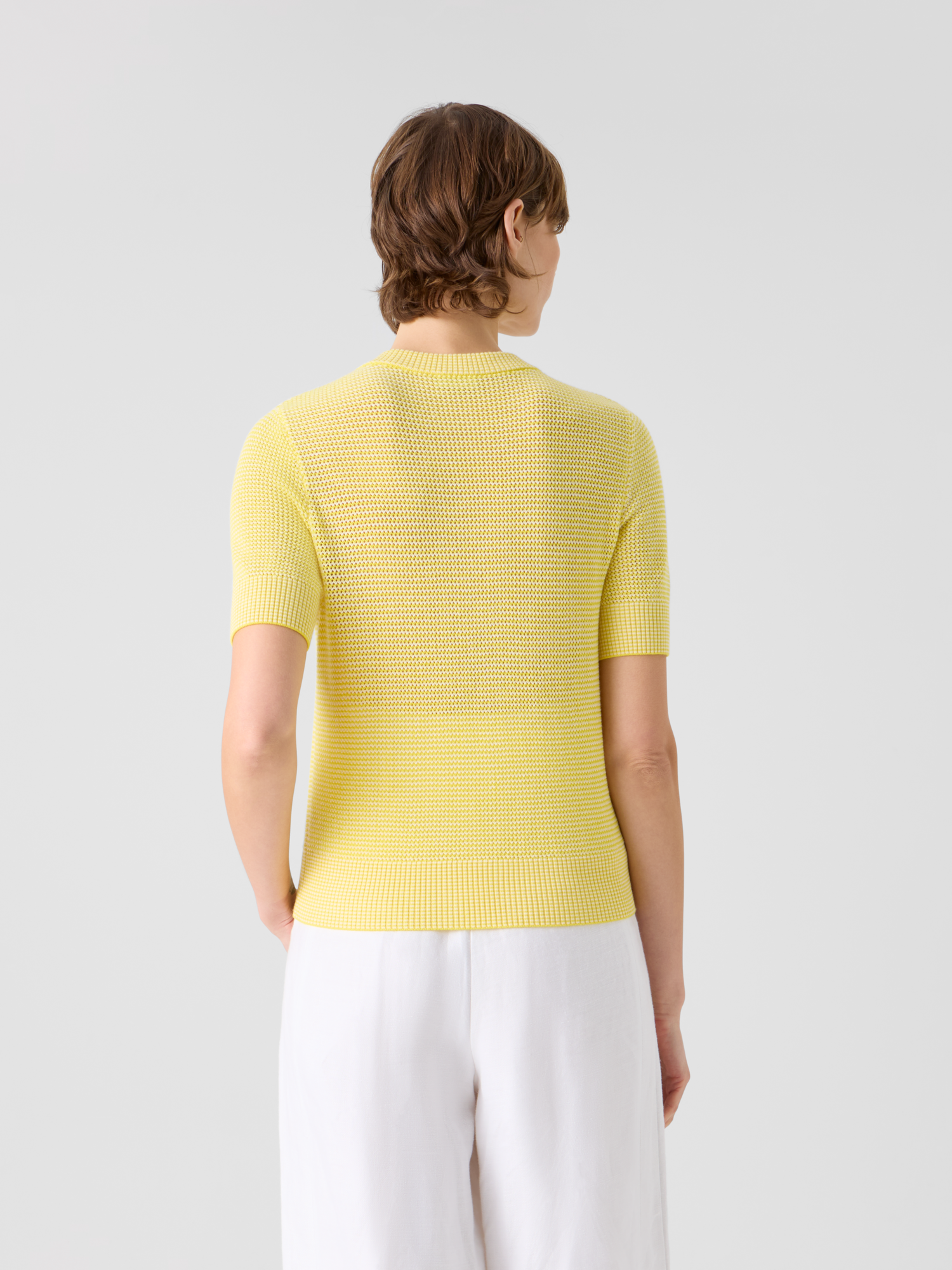 Designer Cropped Bolero-Cardigan aus Merinowolle - Gelb 