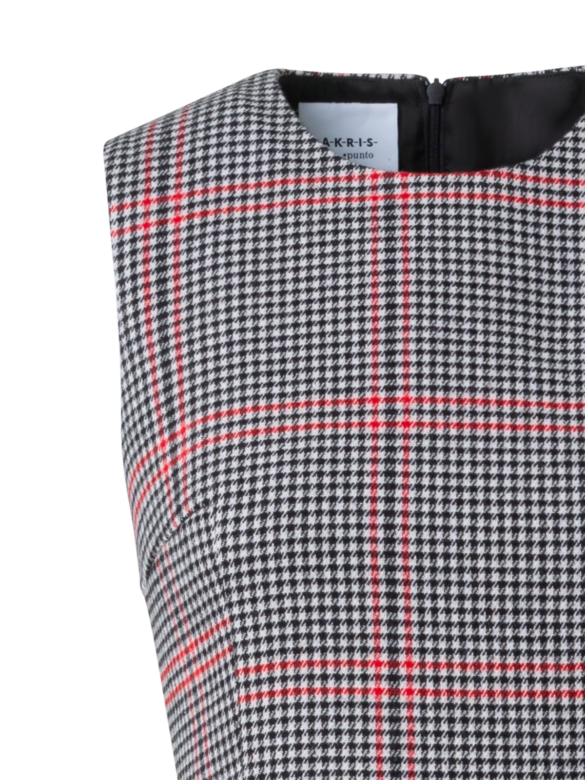 Designer Asymmetrisches Glencheck Midi Kleid - Schwarz - Bunt