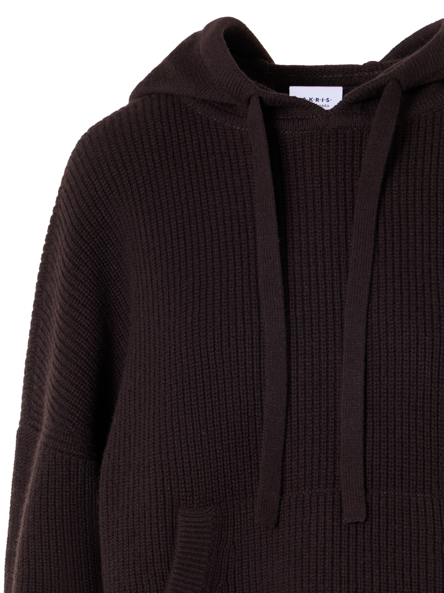 Designer Wolle-Kaschmir Hoodie mit Fronttasche - Braun