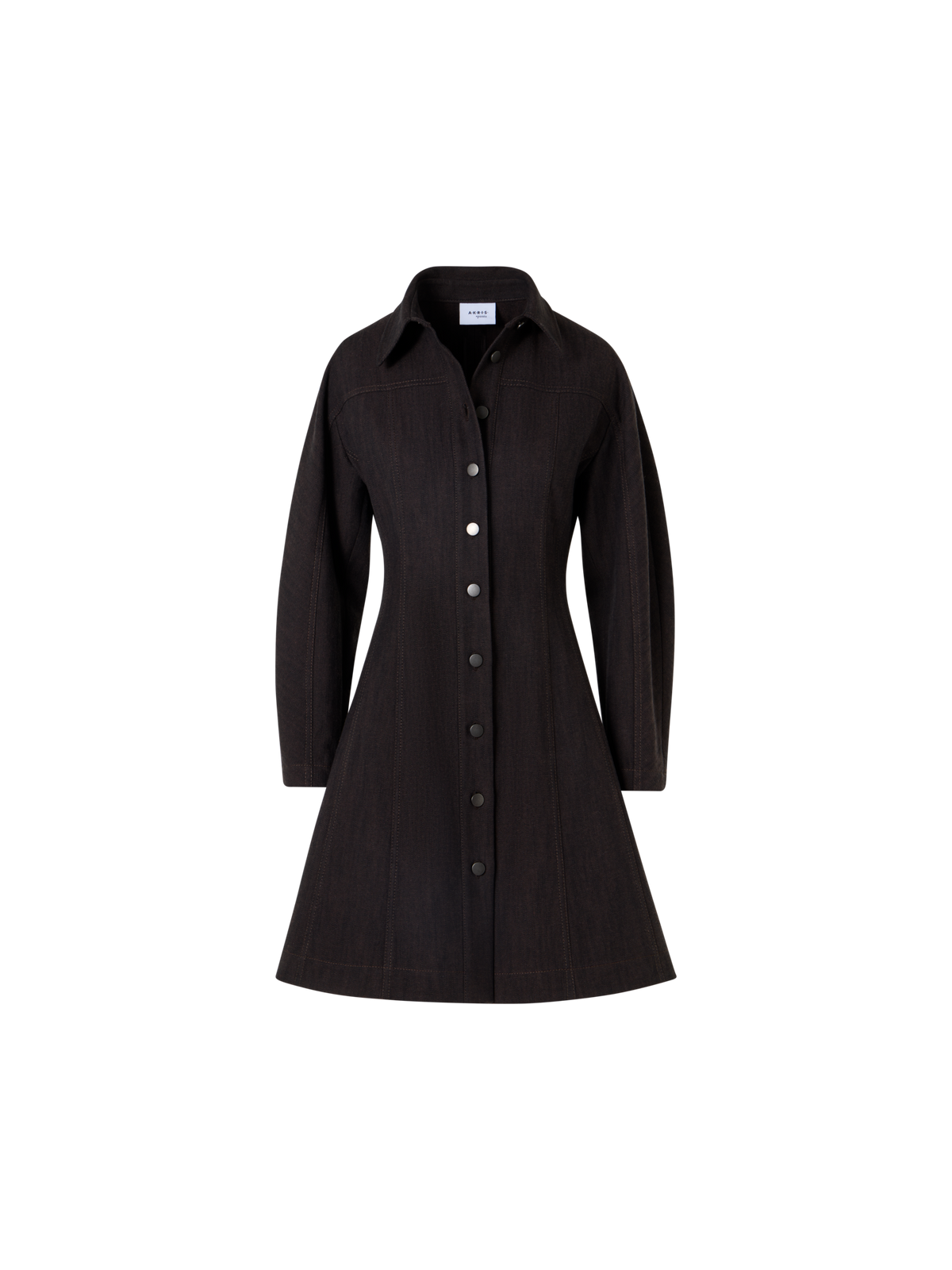 Designer Fit-and-Flare Minikleid aus Winter-Denim - Braun