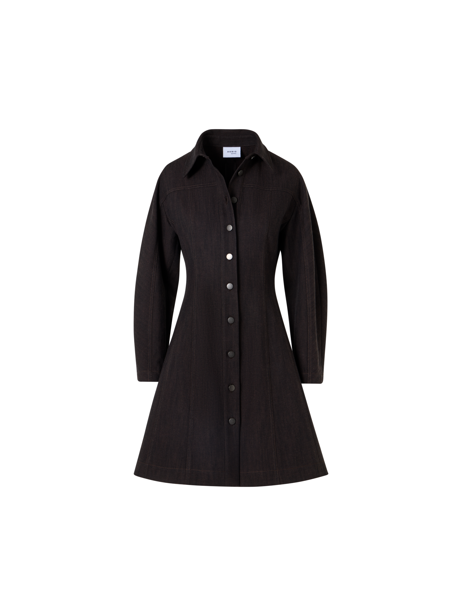 Designer Fit-and-Flare Minikleid aus Winter-Denim - Braun