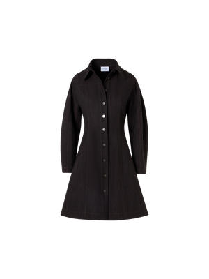 Designer Fit-and-Flare Minikleid aus Winter-Denim - Braun