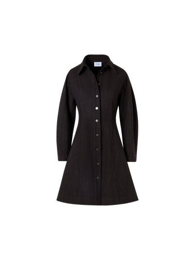 Designer Fit-and-Flare Minikleid aus Winter-Denim - Braun