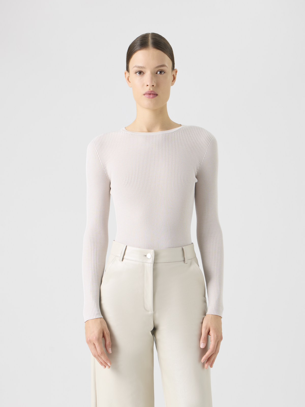 Designer Nahtloser Strickpullover aus Seide und Baumwolle - Beige #editorial