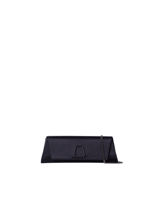 Designer Anouk Satin-Clutch mit Kristalltrapez - Schwarz