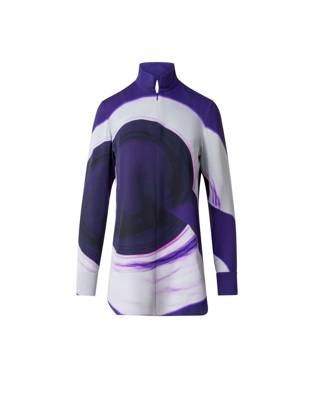 Designer Tunikabluse aus Seide mit Purple Loop Druck - Violett - Bunt