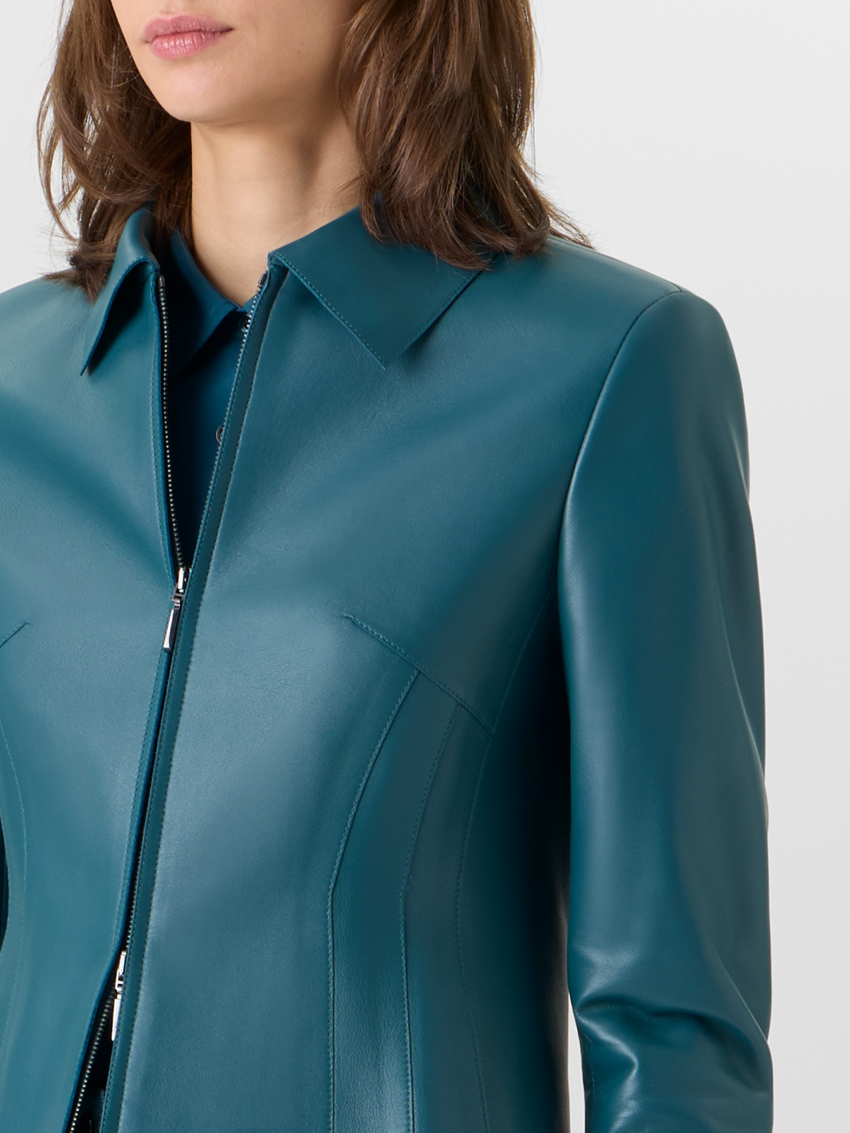 Designer Hecate Jacke aus Lammnappaleder - Grün #editorial