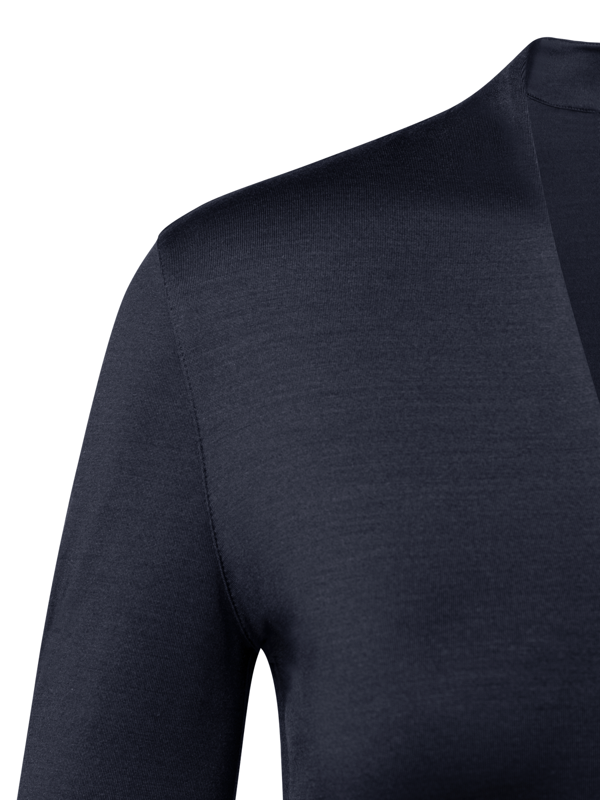 Designer Shirt aus Seide und Jersey mit V-Ausschnitt - Dunkelblau - Blau