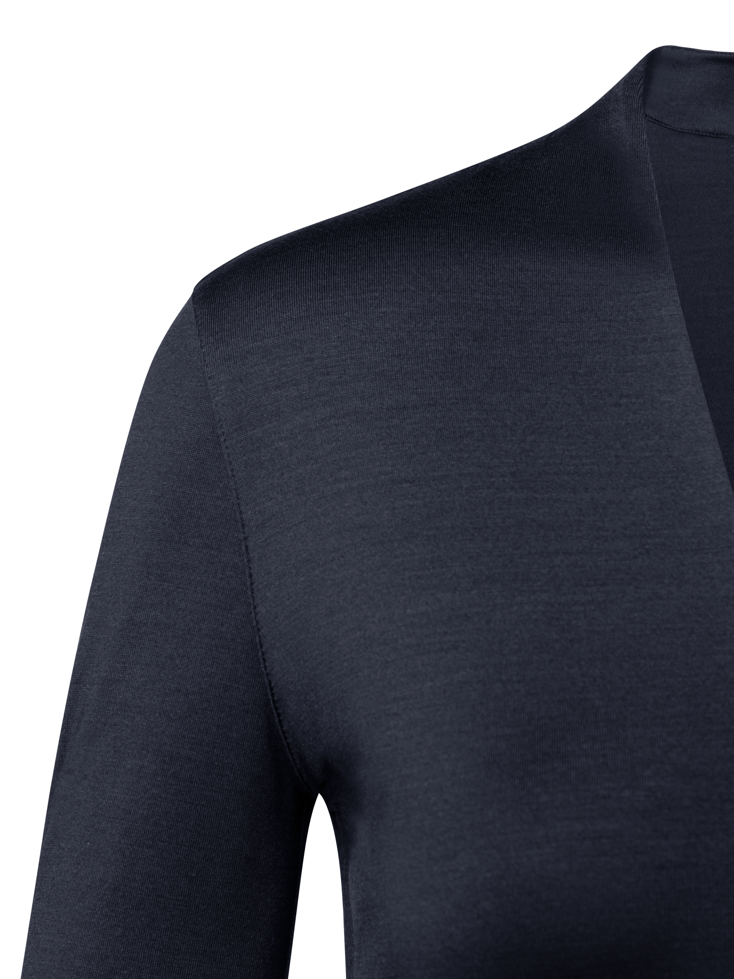 Designer Shirt aus Seide und Jersey mit V-Ausschnitt - Dunkelblau - Blau