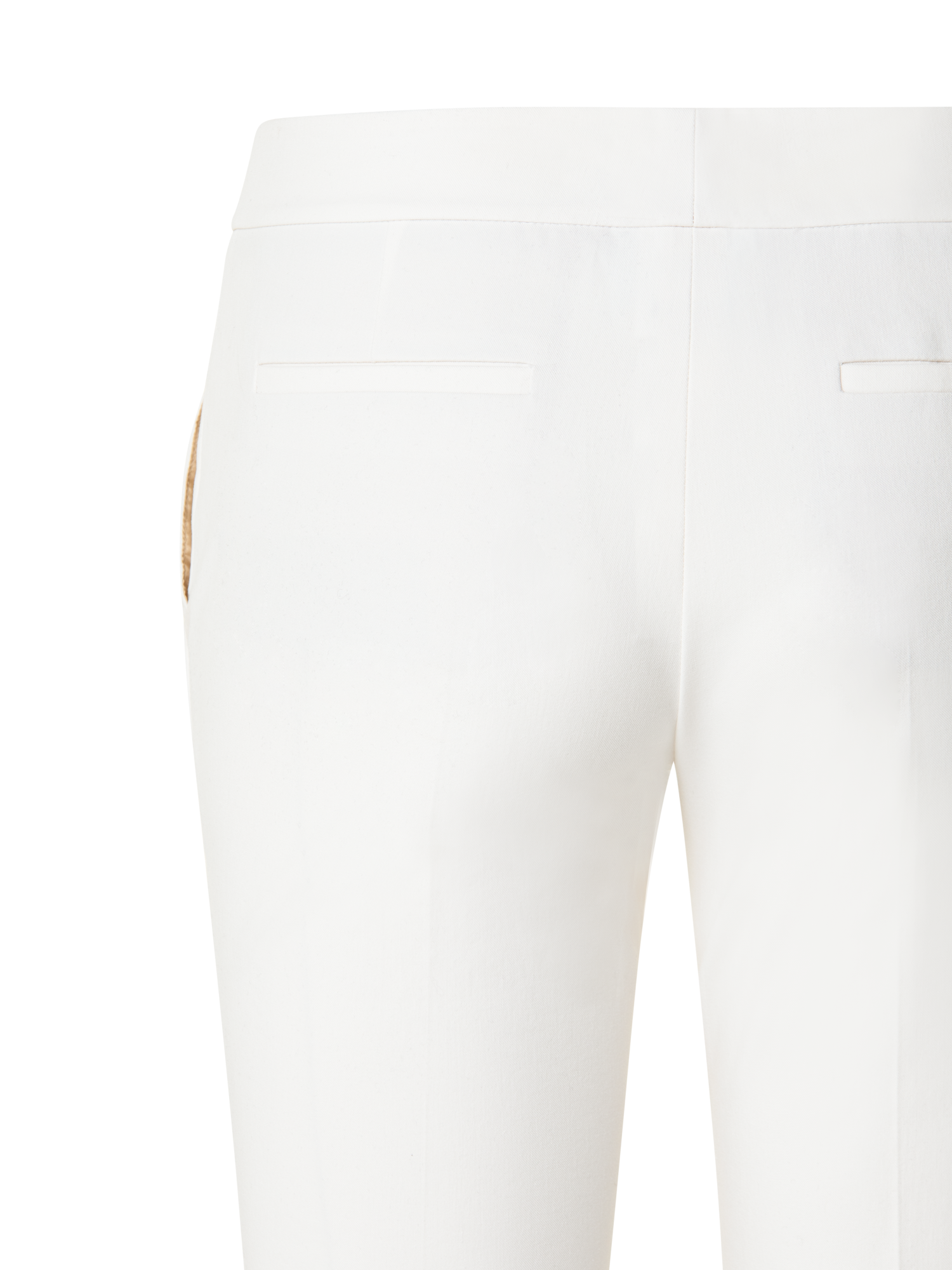 Designer Cropped Slim Hose aus Baumwoll-Stretch - Ecru - Weiss