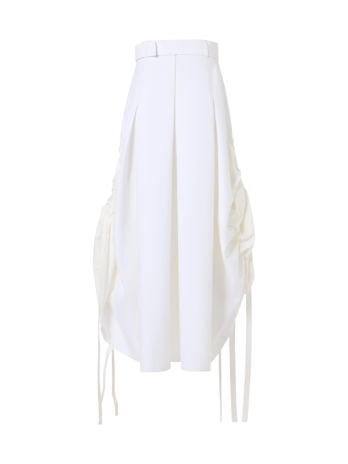 Designer Midirock aus Baumwolle mit Kordelzug - Ecru