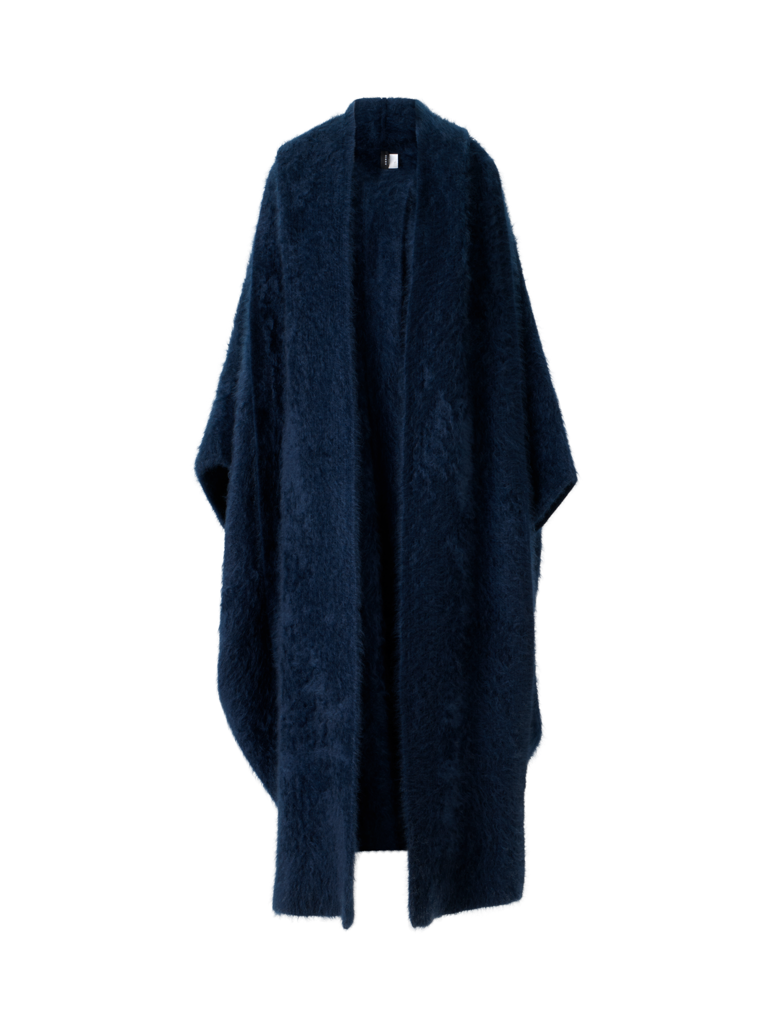 Designer Langes Kaschmir Cape mit Schal-Kapuze - Dunkelblau - Blau