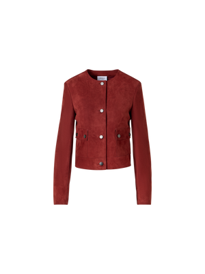Designer Langärmelige Jacke aus Wildleder - Rot