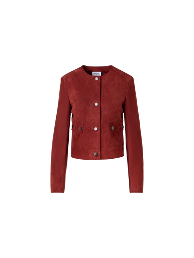 Designer Langärmelige Jacke aus Wildleder - Rot