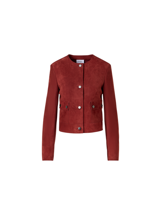 Designer Langärmelige Jacke aus Wildleder - Rot