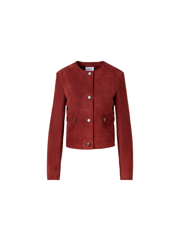 Designer Langärmelige Jacke aus Wildleder - Rot