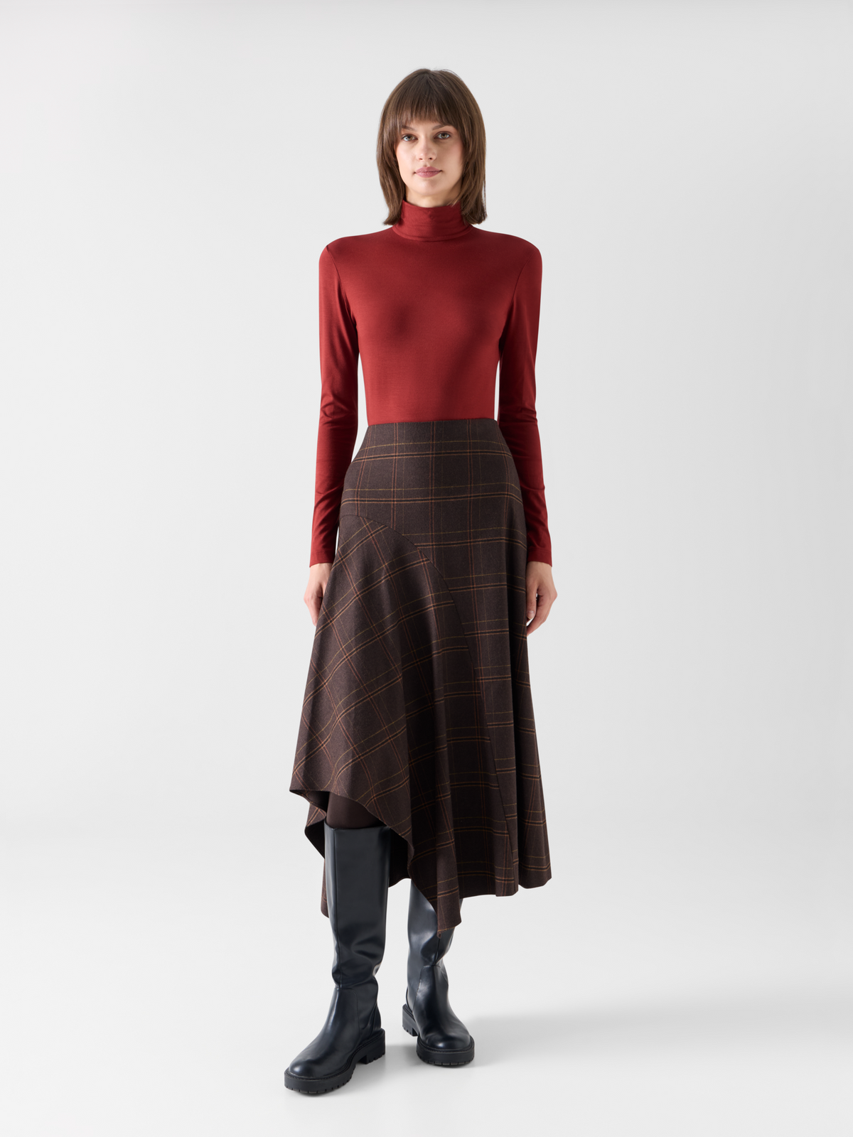 Designer Tailliertes Modal-Shirt mit Punto Dot Detail - Rot 