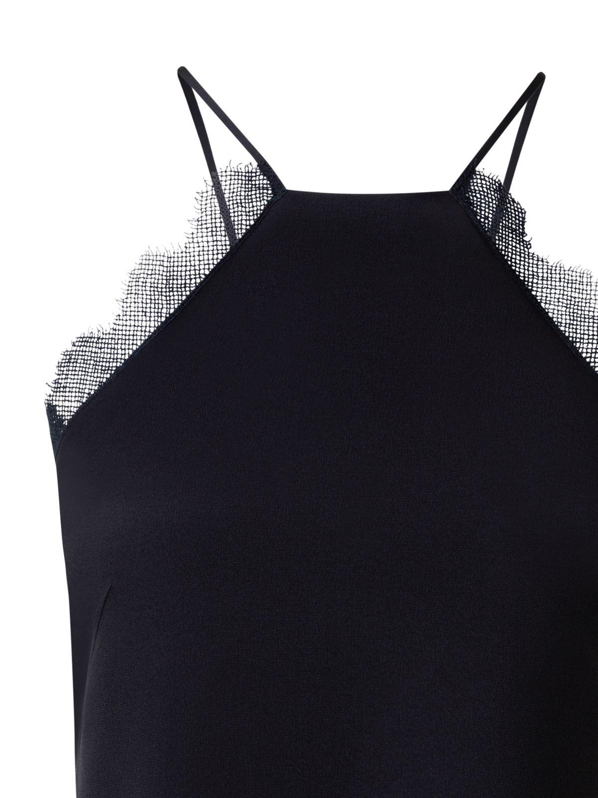Designer Seiden-Crêpe-Trägertop mit Spitze - Schwarz