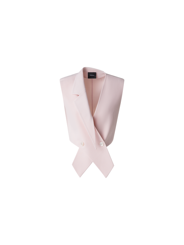 Designer Asymmetrisches Gilet aus Woll-Doubleface - Rosa