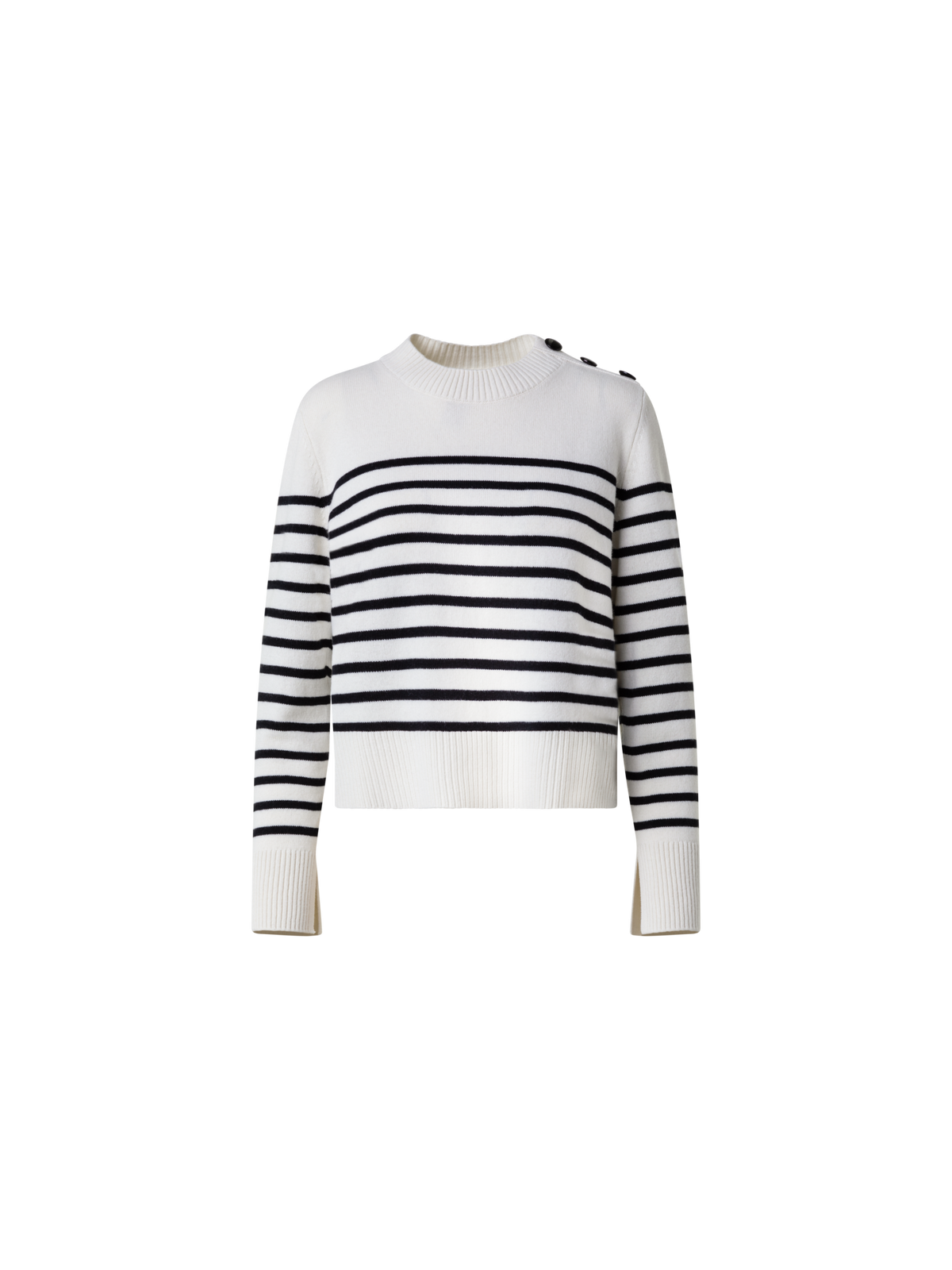 Designer Gestreifter Boxy-Pullover aus Merino-Kaschmir - Bunt - Ecru - Weiss