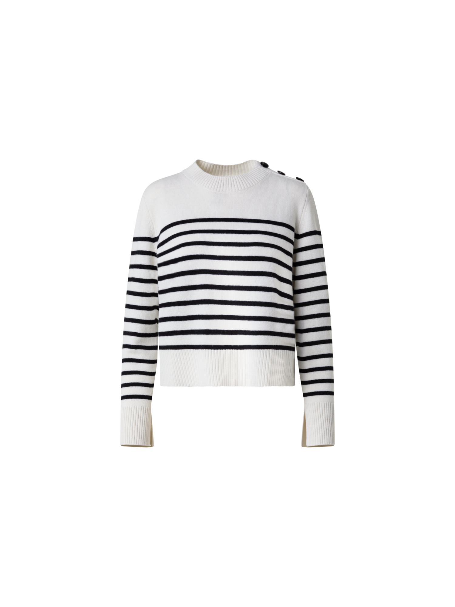 Designer Gestreifter Boxy-Pullover aus Merino-Kaschmir - Bunt - Ecru - Weiss