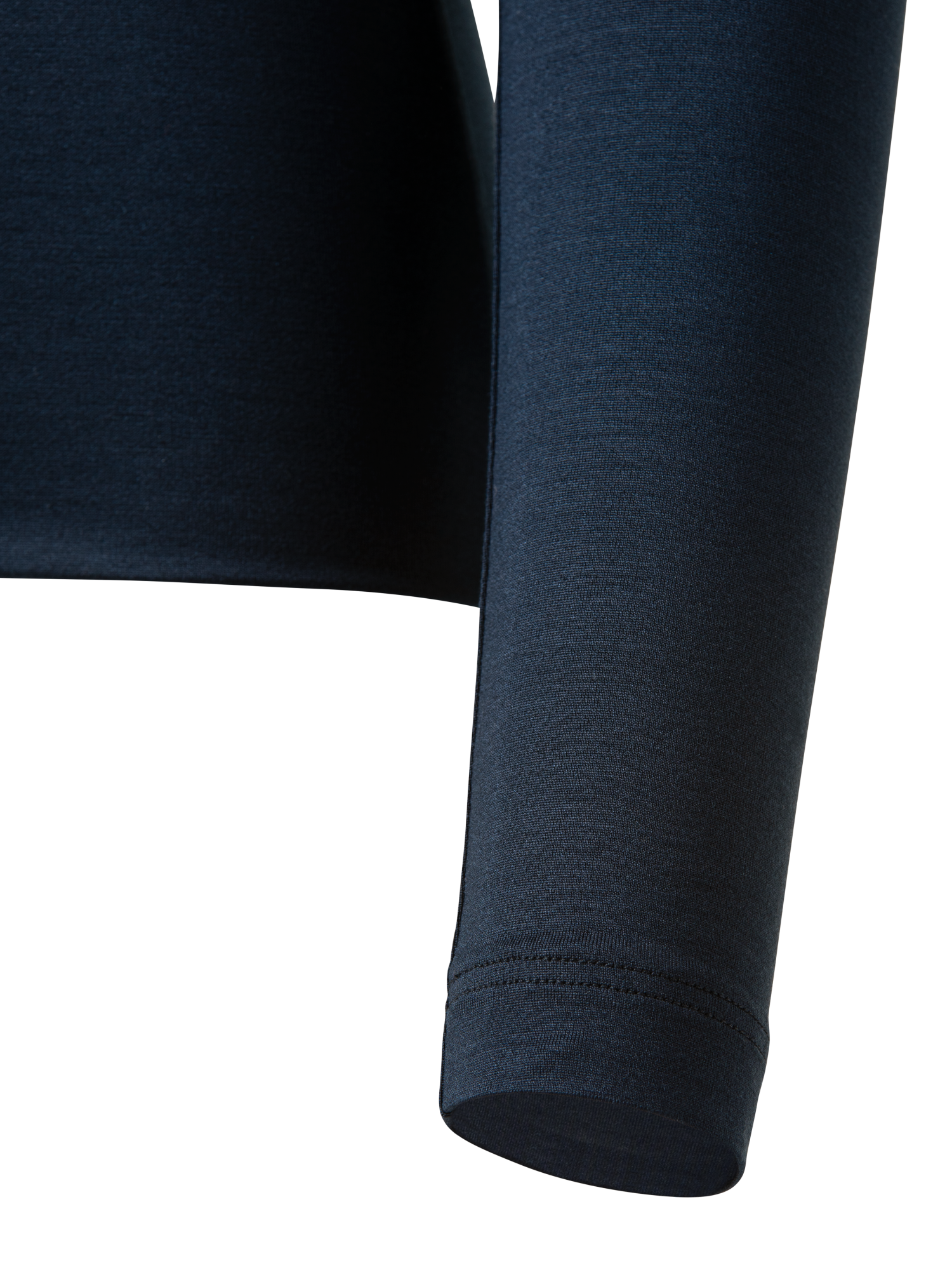 Designer Shirt aus Seide und Jersey mit V-Ausschnitt - Dunkelblau - Blau