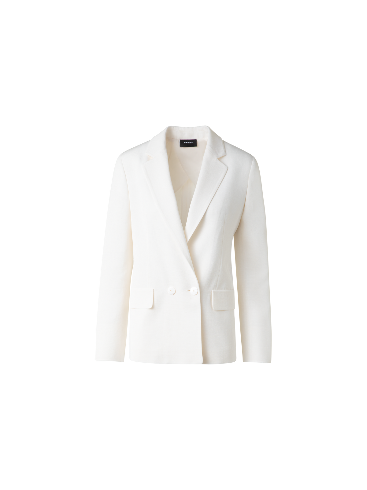 Designer Zweireihiger Blazer aus Seiden-Shantung - Weiss