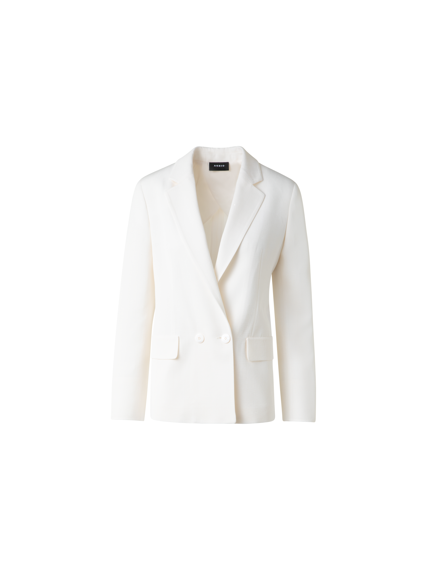 Designer Zweireihiger Blazer aus Seiden-Shantung - Weiss
