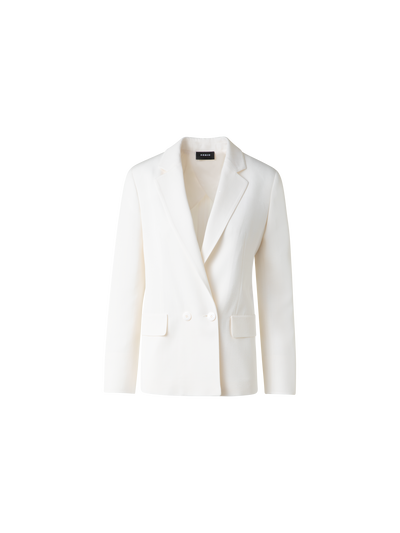 Designer Zweireihiger Blazer aus Seiden-Shantung - Weiss