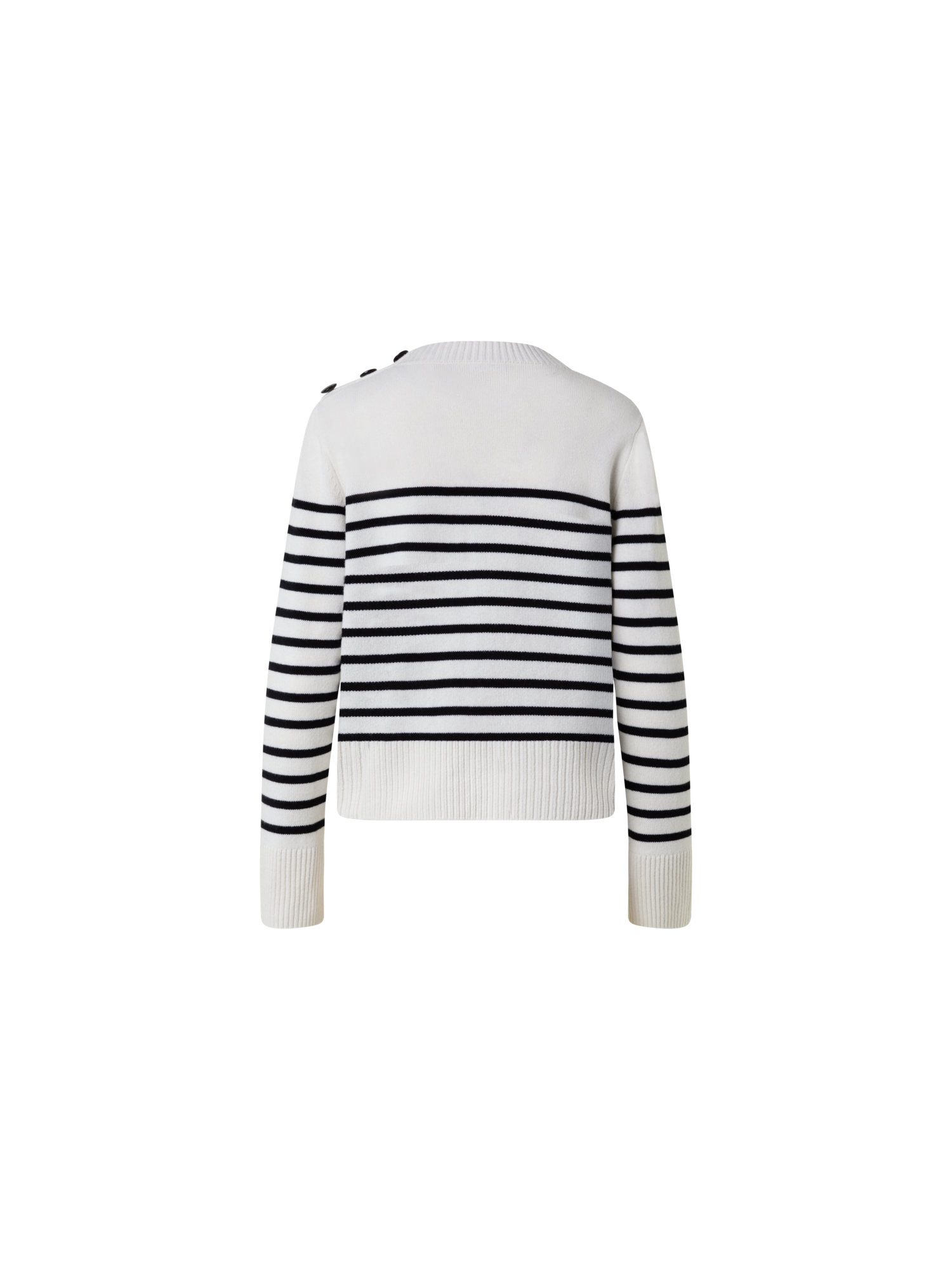 Designer Gestreifter Boxy-Pullover aus Merino-Kaschmir - Bunt - Ecru - Weiss