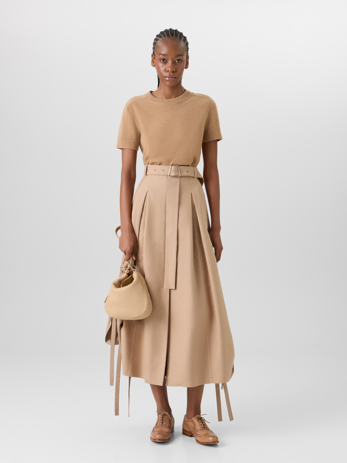 Designer Bleistiftrock aus Baumwoll-Doubleface - Beige #editorial
