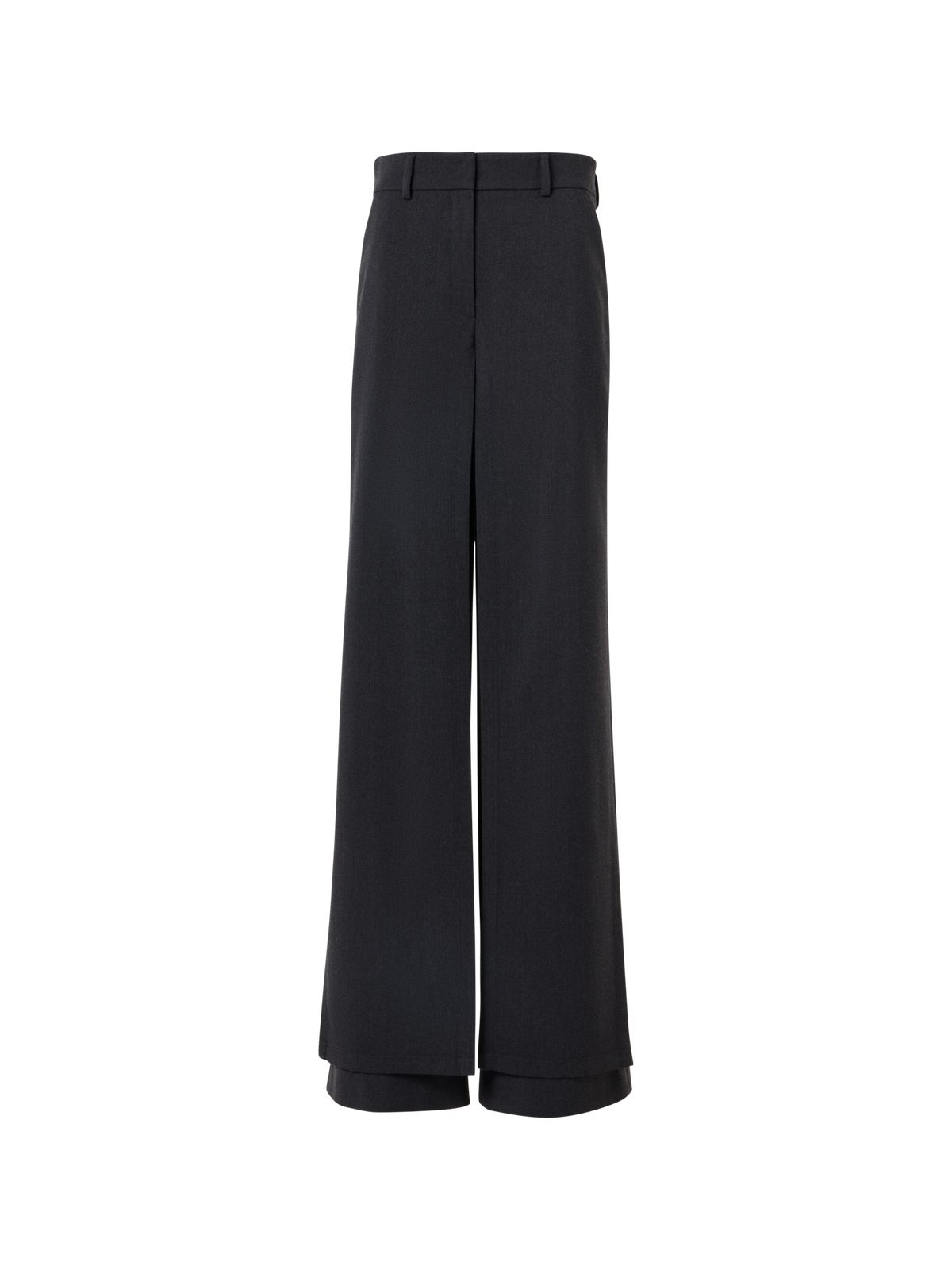 Designer Weite Hose aus Wollgabardine mit Überwurf vorne - Grau