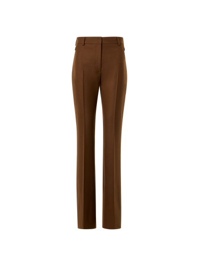 Designer Bootcut-Hose aus Woll-Stretch-Flanell - Braun