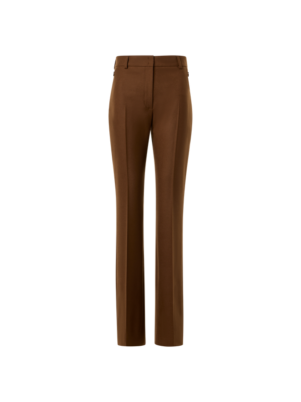 Designer Bootcut-Hose aus Woll-Stretch-Flanell - Braun