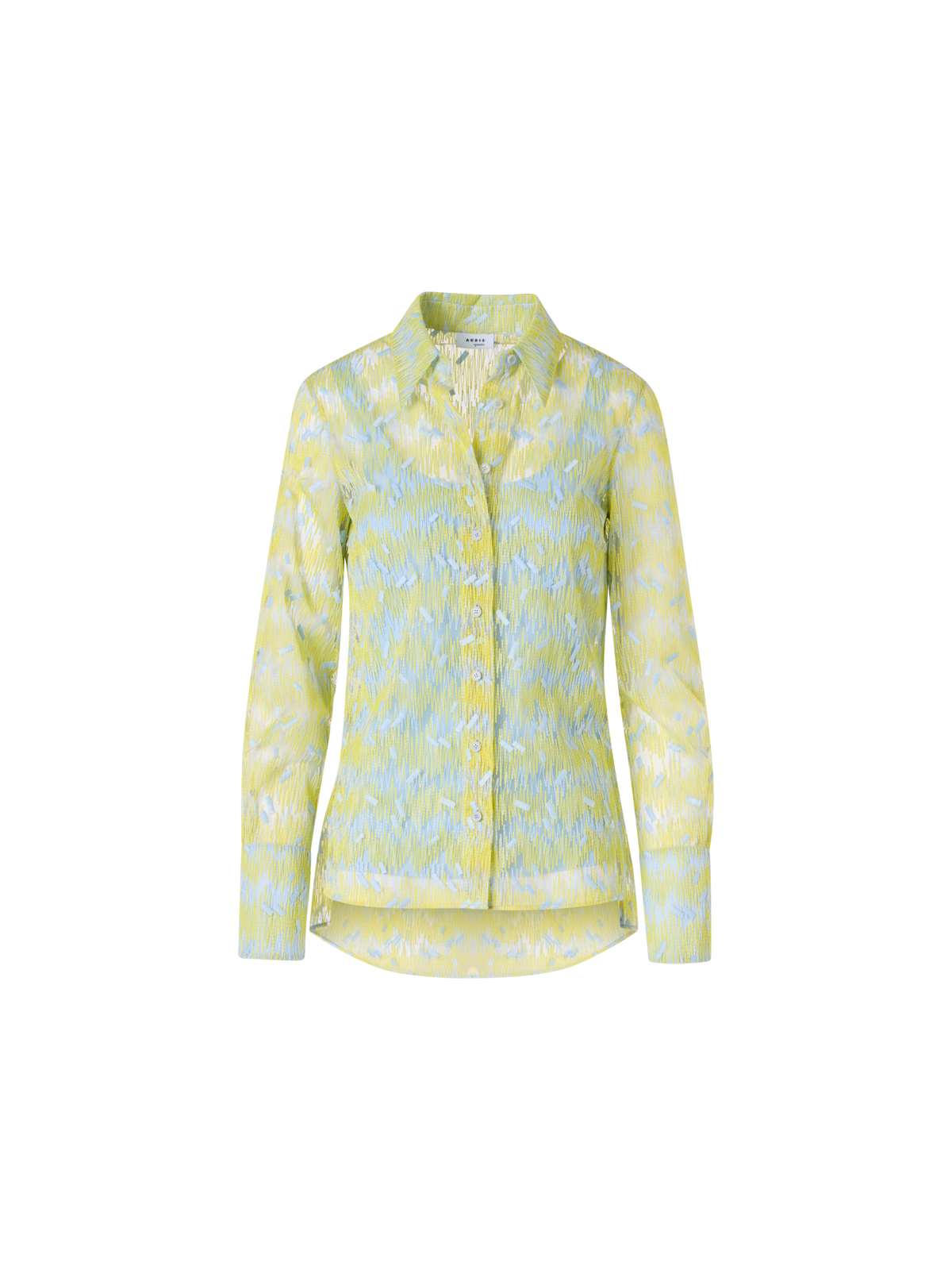 Designer Tüllbluse mit Scribble-Dot-Stickerei - Gelb