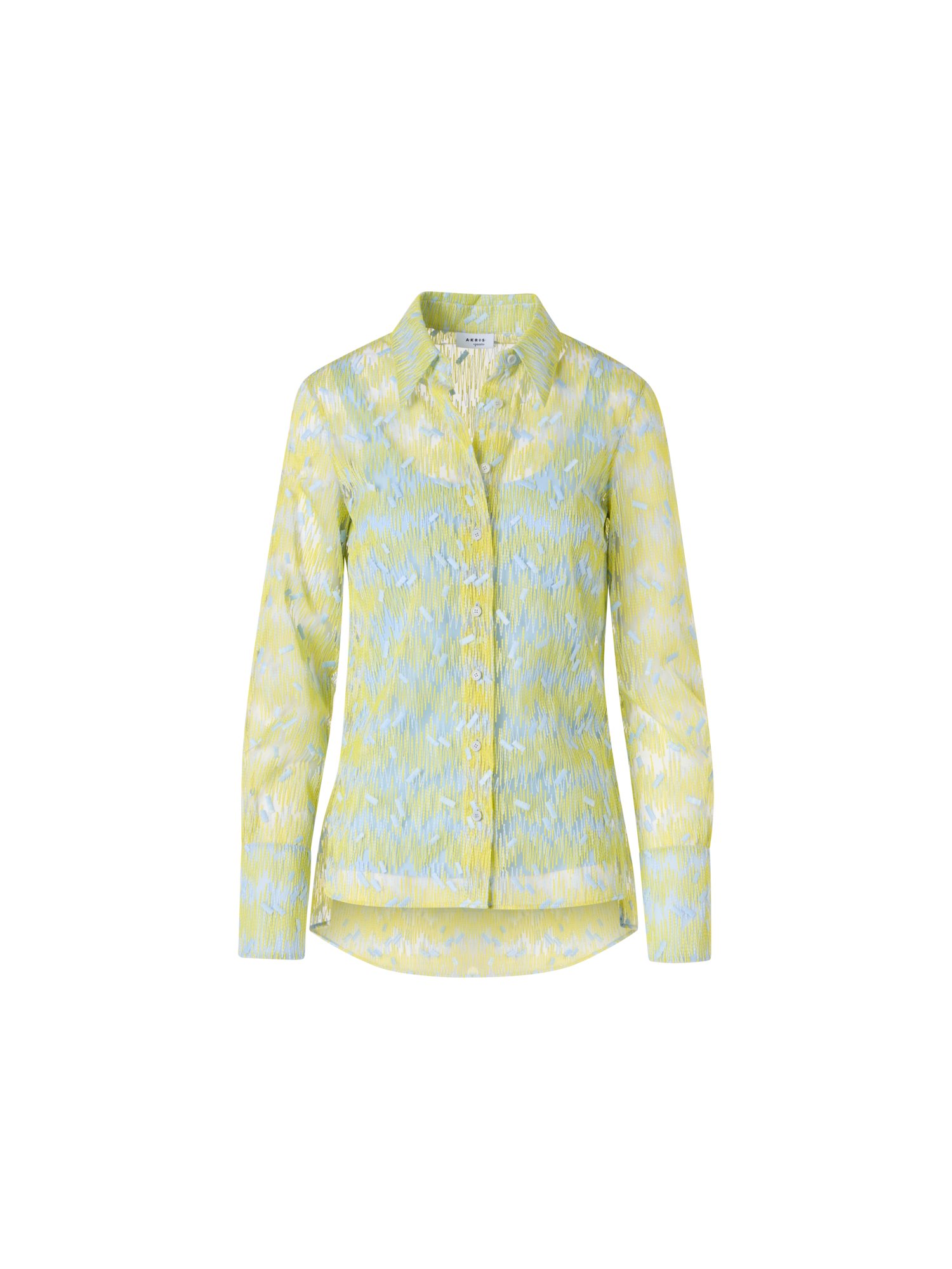 Designer Tüllbluse mit Scribble-Dot-Stickerei - Gelb