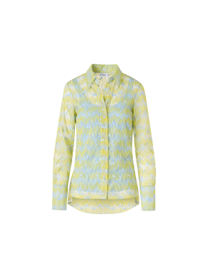 Designer Tüllbluse mit Scribble-Dot-Stickerei - Gelb