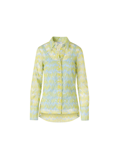Designer Tüllbluse mit Scribble-Dot-Stickerei - Gelb