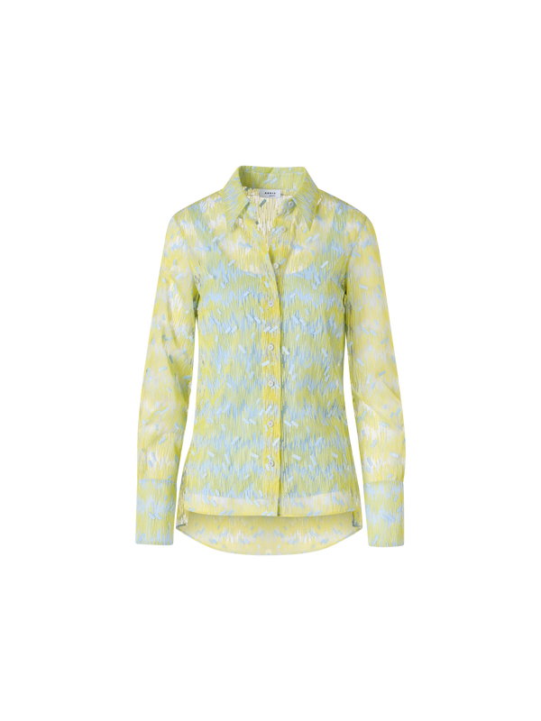 Designer Tüllbluse mit Scribble-Dot-Stickerei - Gelb