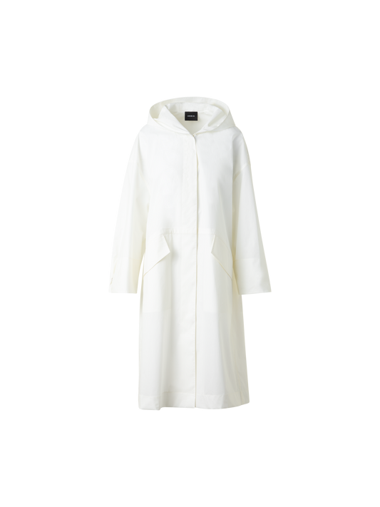 Designer Wasserabweisender Baumwoll-Parka mit Kapuze - Ecru - Weiss