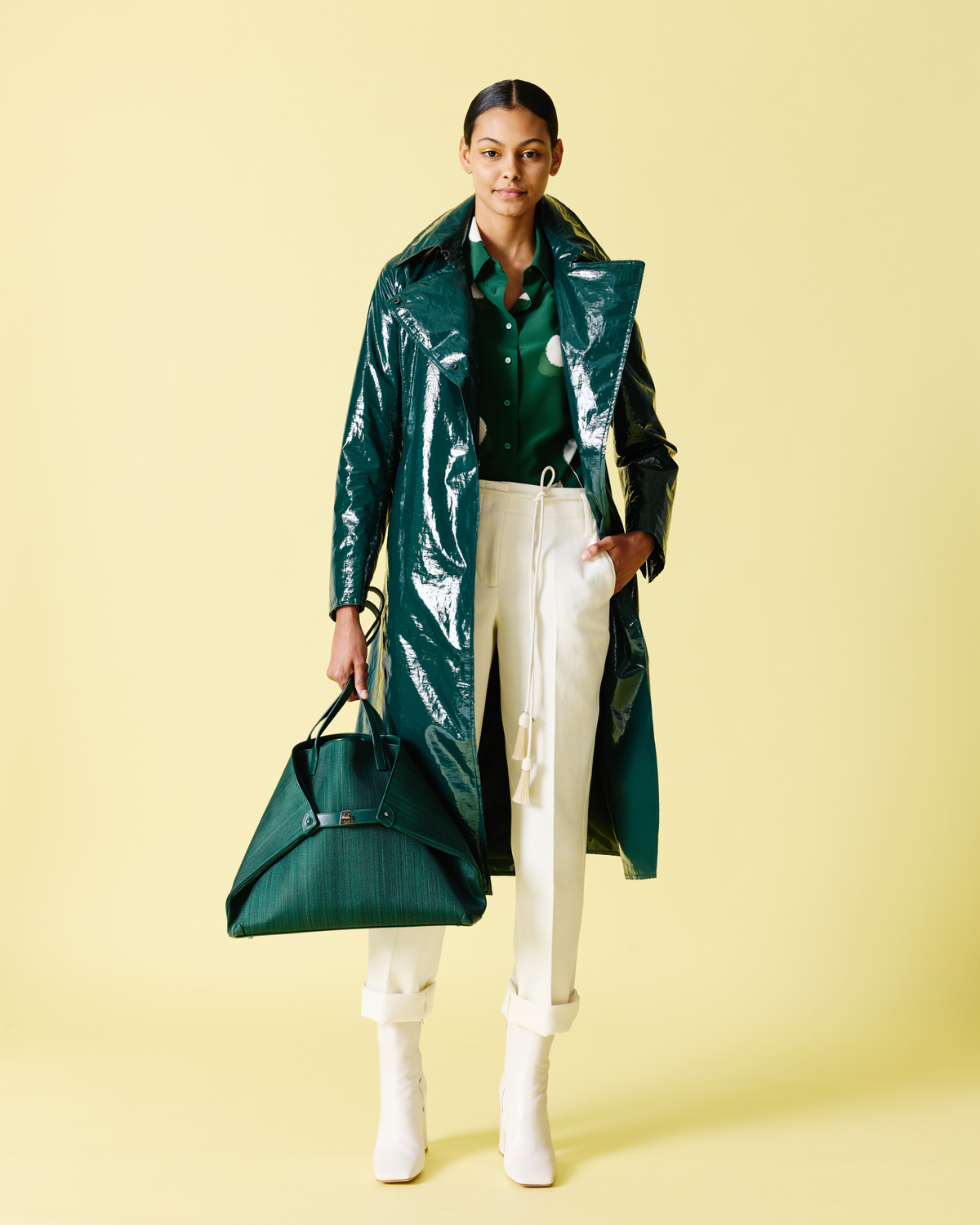 Designer Cropped Hose aus Baumwoll-Gabardine-Stretch - Ecru - Weiss #editorial