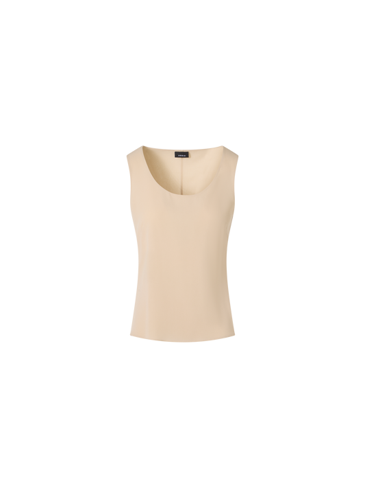 Designer Ärmelloses Top aus Seidengeorgette - Beige