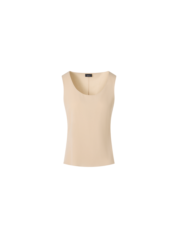 Designer Ärmelloses Top aus Seidengeorgette - Beige