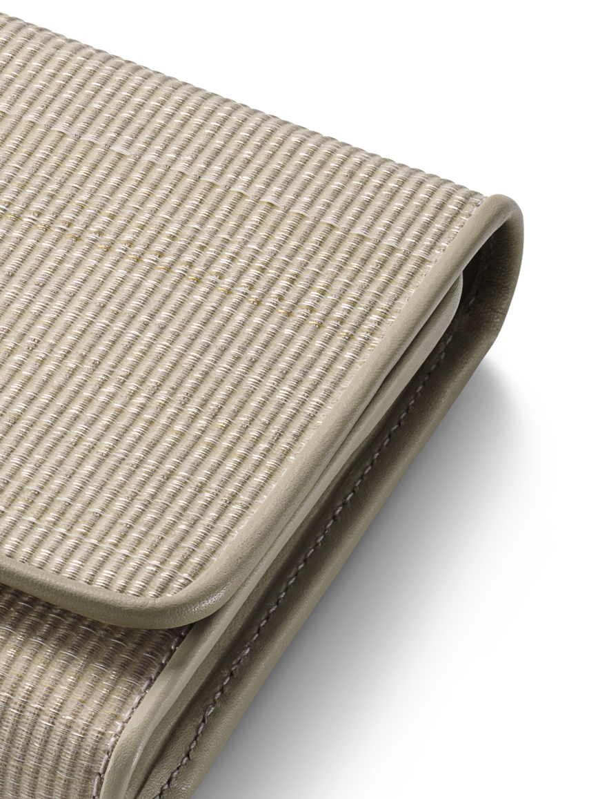 Designer Tri-Fold Portemonnaie aus Rosshaar - Ecru