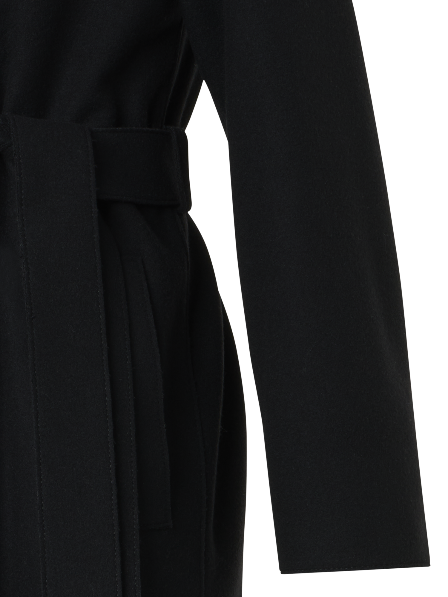 Designer Trenchcoat aus gefilzter Wolle mit Fransen - Schwarz