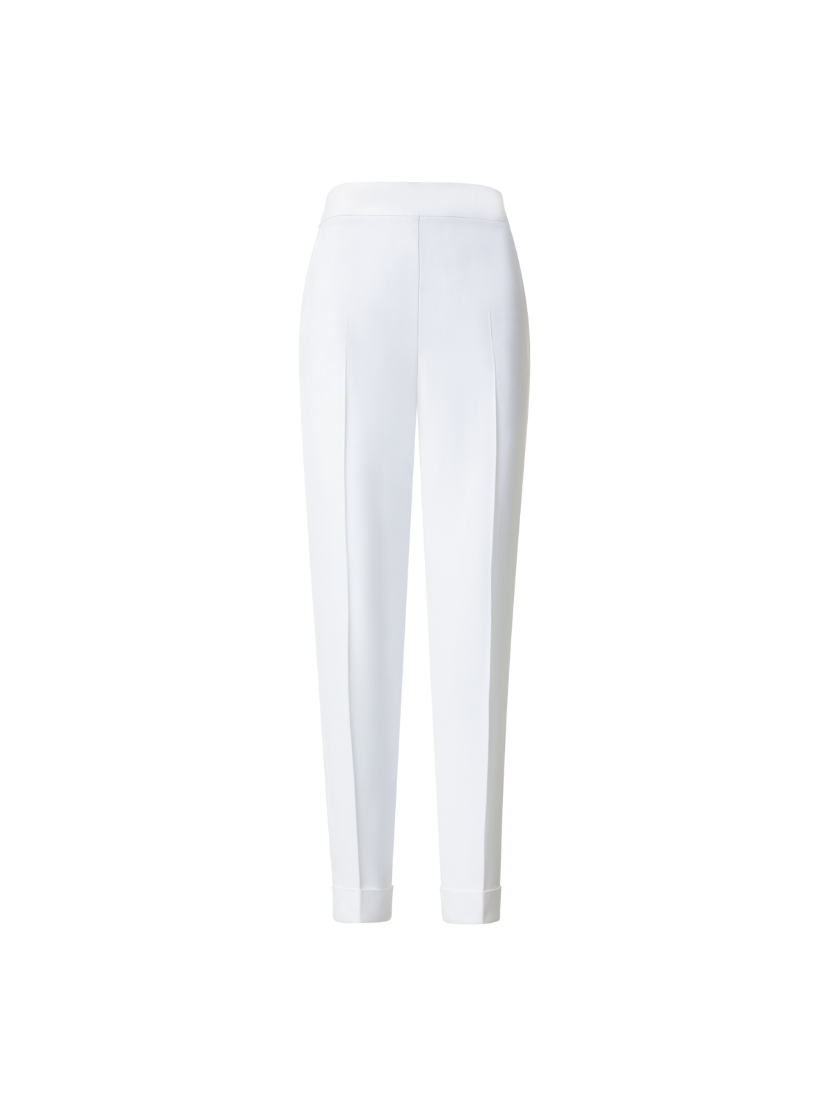 Designer Tapered Hose aus Crêpe - Ecru - Weiss