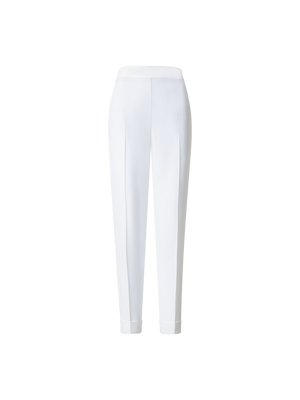 Designer Tapered Hose aus Crêpe - Ecru - Weiss